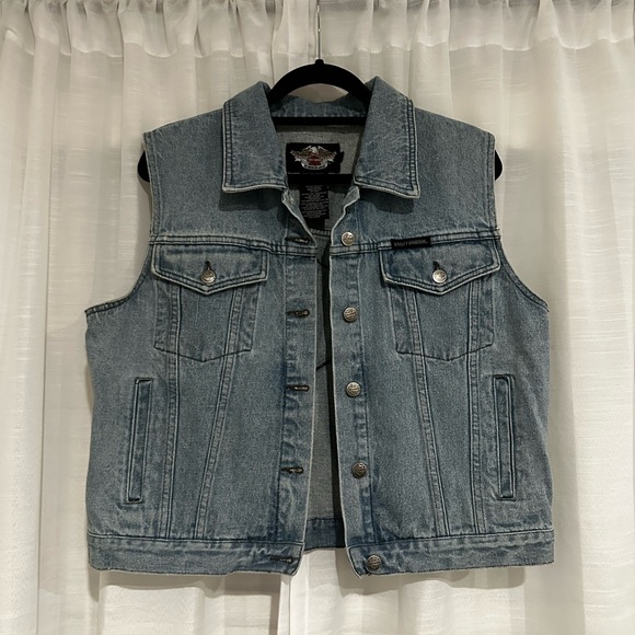 Harley-Davidson Jackets & Blazers - Vintage Harley-Davidson Denim Vest with Embroidered Logo. Women’s large